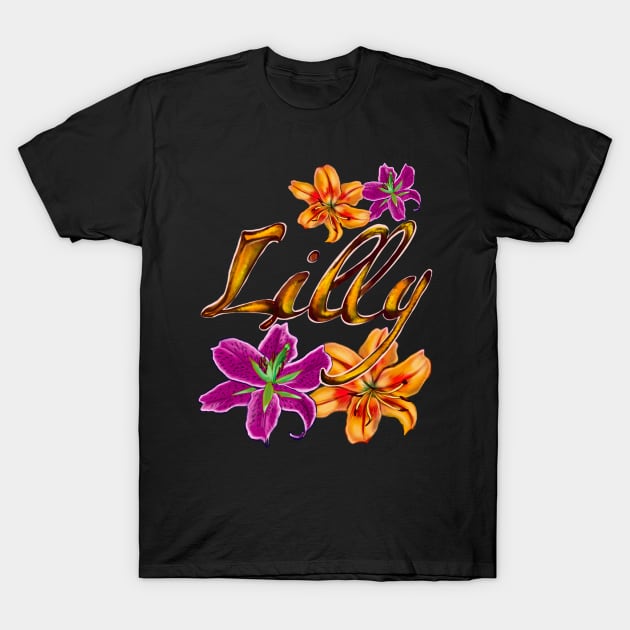 Top 10 best personalised gifts 2022  - Lilly ,personalised,personalized name with painted lilies T-Shirt by Artonmytee